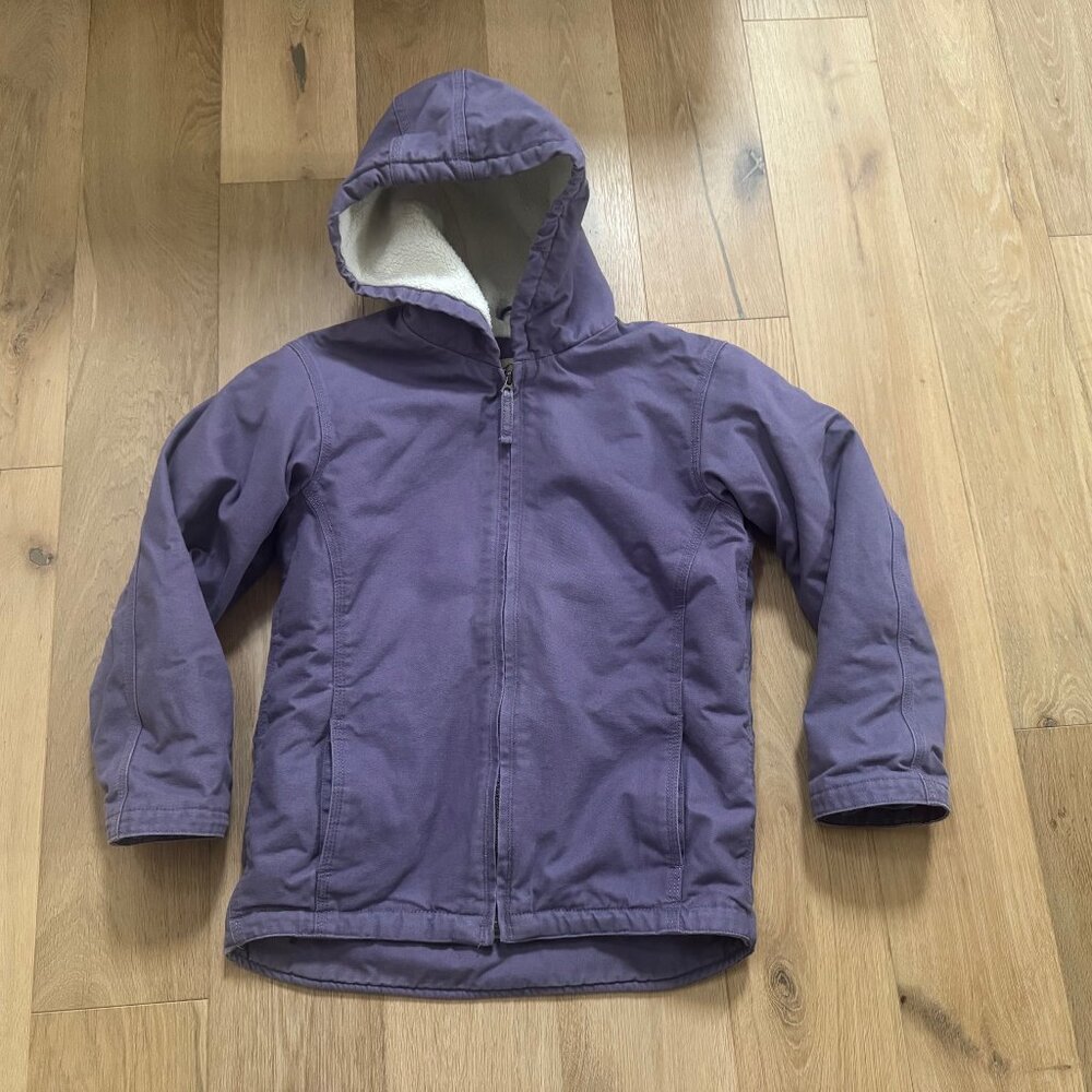 Kids Blue Mountain -- Purple Canvas, Sherpa Lined, Hooded Work Jacket (Large)